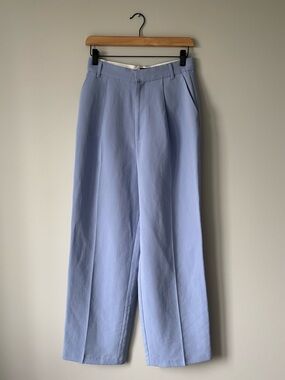 Zara Pastel Blue Full Length High Waisted Wide leg Pant